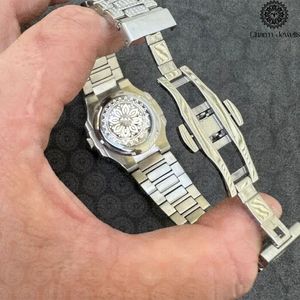 Charm_Jewells Men's Luxury Stainless Steel Square <b>Watch</b> 42mm Diamond Encrusted Sapphire Crystal Analog Dial Quartz Movement - Product Image 2