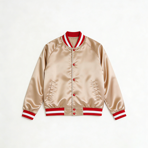 <b>Men</b> Satin Varsity <b>Jacket</b> Classic Bomber Retro Zipper <b>Lightweight</b> Windproof Waterproof Spring Embroidery High Street Streetwear - Product Image 5
