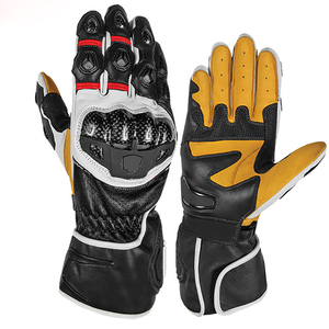 Gants de moto OEM avec logo, en cuir de vachette perforé, rembourrage en caoutchouc, design des doigts, pour la conduite, protection pour les sports de plein air - Product Image 1