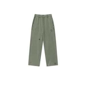 Pantalon noir déchiré à jambe droite, longueur cheville, avec cordon de serrage à la taille et décoration à trous, style décontracté - Product Image 2