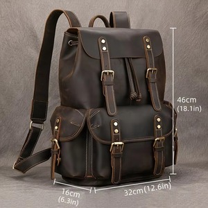 Stylish <b>Waterproof</b> Leather <b>Backpack</b> Anti-Theft Vintage Laptop Rucksack Genuine Leather LBP-0426 - Product Image 5