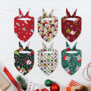 Custom Sublimation Printed Christmas <b>Pet</b> Bandana Triangular Holiday Festival <b>Accessories</b> Bulk - Product Image 4