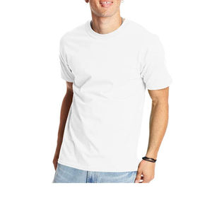 Men's <b>White</b> Short Sleeve O-Neck T-<b>Shirt</b> 100% Cotton Jersey Regular Fit Casual Blank 180 Grams <b>Plain</b> Dyed Knitted Breathable - Product Image 1
