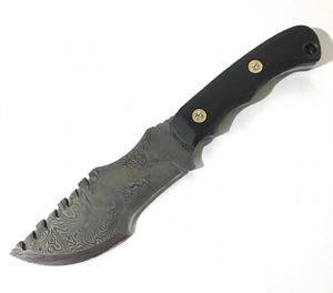 Outil utilitaire multifonctionnel artisanal en acier Damas, fabrication OEM personnalisée, lame à double tranchant, manche en G10 noir - Product Image 2