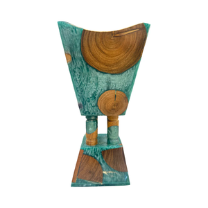 Hand-Made Sandalwood Incense Burner <b>with</b> Green Brown Resin Inlay Eco-friendly & Natural Religious Aromatic <b>Diffuser</b> for Home Use - Product Image 1