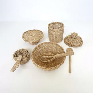 Sustainable rattan baking <b>tool</b> measuring cup <b>set</b> children kitchen pretend play <b>toy</b> bakeware - Product Image 6