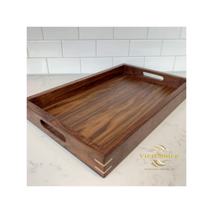 Plateau de service carré en bois poli Vietchoice avec poignée, durable, écologique, compatible lave-vaisselle, qualité alimentaire, non destiné à la vente en gros, Phoebe - Product Image 4