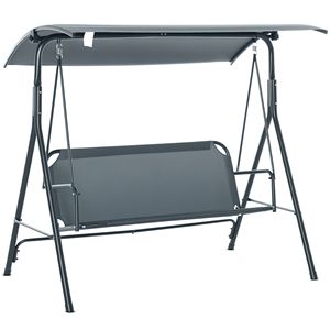Dondolo da Esterno Moderno a 3 Posti con Supporto, Stile Confortevole, Tettuccio Inclinabile Regolabile per Patio o Veranda - Product Image 1