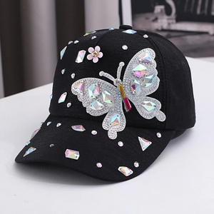Gorra de Béisbol de 5 Paneles con Pedrería de Mariposa Colorida, Impermeable, de Felpa, Moderna, Unisex, para el Sol - Product Image 6