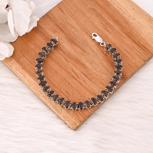 Luxury Natural Smoky Quartz 925 Sterling Silver Tennis <b>Bracelet</b> Jewelry for Unisex - Product Image 1