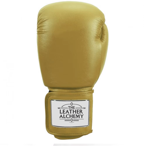 The Leather Alchemy Boxing <b>Gloves</b> Black Gold Foil Print Lace-<b>up</b> Full Finger Adult Boxing Gear - Product Image 1