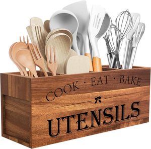 Porte-ustensiles rectangulaire en bois pour la cuisine, les restaurants et les hôtels - Organisateur moderne à 4 niveaux - Product Image 4