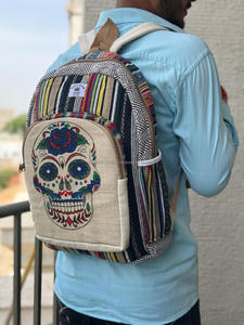 กระเป๋าเป้สะพายหลังพร้อมซิปทำจากผ้าฝ้ายทำจากปอ100% ธรรมชาติเป็นมิตรต่อสิ่งแวดล้อมใช้ในชีวิตประจำวันใหม่ขายดีที่สุด - Product Image 4