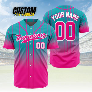 Camiseta de Béisbol Personalizada con Rayas, Sublimada, con Botones, Uniforme de Equipo, Nombre y Número Personalizados, Camiseta Deportiva de Softbol al por Mayor - Product Image 3