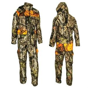 Ensemble de vêtements de travail d'extérieur pour hommes, veste et pantalon de chasse camouflage haute visibilité avec panneaux orange, imperméable, respirant, certifié CE - Product Image 4
