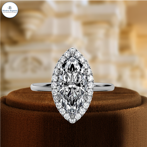 6-Prong Marquise Cut 14K Solid Gold 1.5CT Lab Grown Diamond Engagement Ring Solitaire Pave Wedding Party Promise Ring - Product Image 2