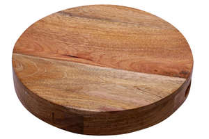 Plateau rond en bois avec motif imprimé de fleurs Plateau de service en bois fait main avec poignée Plateau de cuisine décoratif en bois massif - Product Image 5