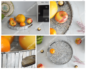 Retail-friendly Kitchen & Living Room <b>Serving</b> Tray Capiz Shell Rattan Pantry Organizer Cutlery <b>Set</b> Single Tier Tableware Storage - Product Image 6