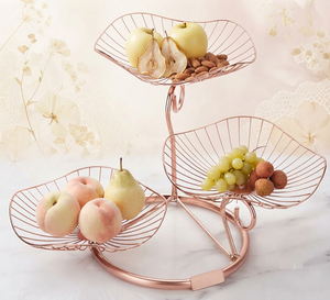 Cestas de Almacenamiento Modernas de Alambre de Cobre, Diseño Geométrico Apilable, Organizador Multiusos para Cocina - Product Image 1