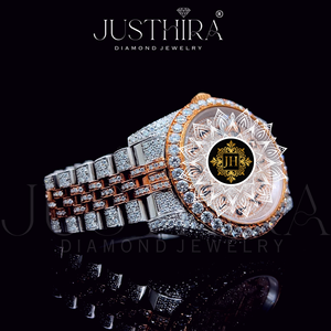 JUSTHIRA Diamond Jewelry Watch Women Analog Quartz 40mm Round Stainless Steel Band Luxury Deployment Clasp Sapphire Crystal - Product Image 5