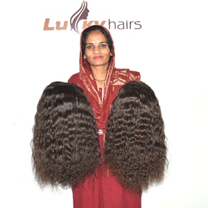 Servicio de procesamiento de pelucas de cabello humano Remy hechas a medida en fábrica india, venta al por mayor, sin pegamento, rizado profundo, 100g, todos los colores, doblemente cosidas a máquina. - Product Image 2