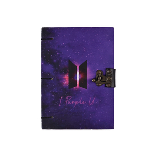 Galaxy Handmade Journal with Vintage Lock |<b>A5</b> Space Themed Notebook with Purple Nebula Design |Paper <b>Diary</b> for Writing & Gifting - Product Image 1