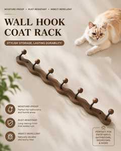 Minimalist Modern Double Tier Wooden <b>Wall</b> Mounted Sliding Adjustable Coat Rack with Storage <b>Display</b> Functions No Drill Required - Product Image 3