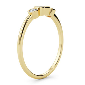 Bague à trois pierres sertie d'émeraudes et de diamants ronds - Product Image 3