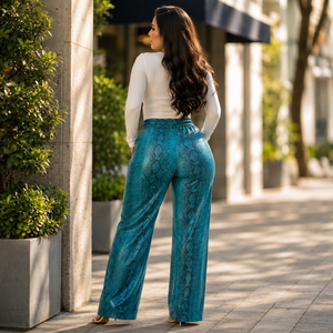 Pantalon de motard formel plissé ample en cuir taille mi-haute pour femme |   Pantalon long coupe-vent respirant pour l'hiver - Product Image 6