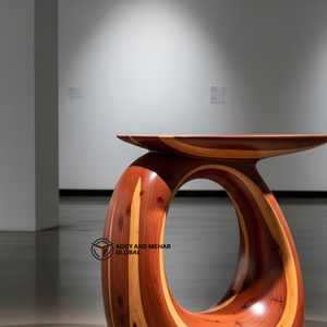 Table d'appoint ovale de luxe en bois massif, ottoman et table d'appoint modernes faits à la main pour mobilier de maison et d'hôtel de designer - Product Image 3