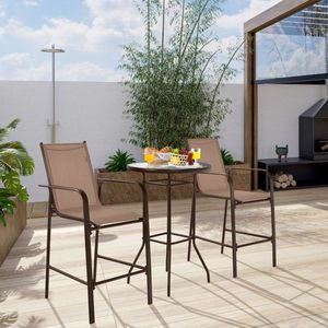 Outdoor Patio <b>Bar</b> <b>Table</b> <b>Stool</b> Set of 3 Pieces for Garden Use - Product Image 2