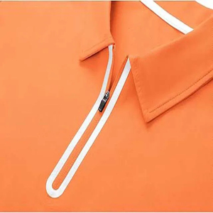เสื้อยืดมีซิปสำหรับผู้ชายผ้าฝ้าย100% คุณภาพดีเสื้อยืดมีซิปสีพื้น - Product Image 4