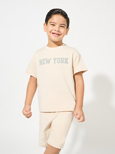 Custom Logo Easy Return Colorblock Boy Shorts Set <b>Kids</b> Clothes Cotton Children Boy Oversized T shirt With Shorts for - Product Image 3