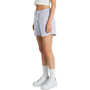 Vintage Wash Fleece Shorts Women's Acid Stone Wash High Waist Side Pockets <b>Drawstring</b> Relaxed Fit Casual Wear OEM Size - Product Image 4