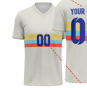 Camiseta de Fútbol Personalizada de Manga Corta con Cuello en V, Transpirable, 100% Poliéster, Uniforme de Equipo Económico, Diseño Deportivo - Product Image 2