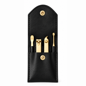 ชุดทำเล็บสแตนเลสสตีล 4-in-1 4 ชิ้น คุณภาพสูง MANAN INSTRUMENTS แบบพกพาขนาดเล็ก สำหรับมืออาชีพ พร้อมที่ตัดเล็บและอุปกรณ์ตัดแต่งเล็บ  พร้อมซองหนัง - Product Image 1