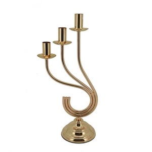 Elegant 3 Arm <b>Gold</b> Candelabra Stand Modern S Shaped Metal Candle Holder for Wedding Centerpieces Dining <b>Table</b> Decor and Home - Product Image 1