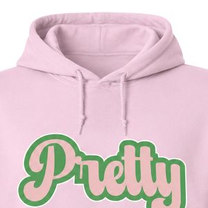 เสื้อฮู้ดดี้ลายกราฟิกสีชมพูสวยๆ ดีไซน์ตัวอักษรสีเขียว ผ้าฝ้ายฟลีซ แขนยาว สวมใส่สบายๆ แฟชั่นสำหรับผู้หญิง - Product Image 2