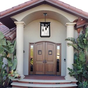 Lampada da Soffitto Nera Antiruggine Impermeabile per Esterni, Lanterna Sospesa per Portico, Stile Rustico per Esterni - Product Image 6