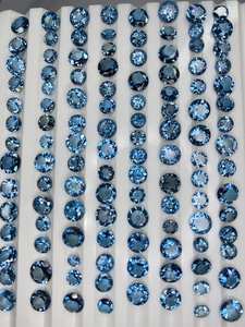 พลอยโทแพซลอนดอนบลูทรงกลมเจียระไนแบบเหลี่ยม ขนาด 5 มม. ถึง 10 มม. สำหรับทำเครื่องประดับ - Product Image 2