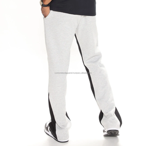 Pantalon de survêtement pour homme 100% coton 400 GSM brodé personnalisé Vintage fond ample empilé panneau latéral Joggers mi-dimensionnés plats - Product Image 4