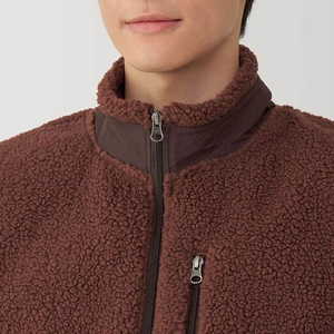 Men Sherpa Fleece Vest <b>Brown</b> Teddy Fleece <b>Body</b> <b>Warmer</b> Sleeveless Jacket Zipper Pocket Stand Collar Fleece Vest Wholesale OEM - Product Image 5
