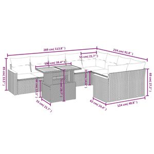 Conjunto de sofás de jardín negros con cojines color blanco crema - Product Image 3