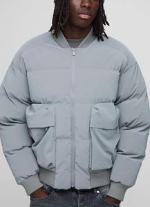 เสื้อแจ็คเก็ตพัฟเฟอร์แบบมีฮู้ดรุ่นใหม่ล่าสุด พร้อมซิปและกระดุม  แบบสั่งทำพิเศษสำหรับฤดูหนาว อุ่นสบาย ไซส์ใหญ่ กันน้ำ สำหรับผู้ชาย คุณภาพสูง - Product Image 5