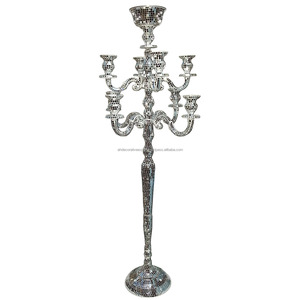 Candelabros de plata de 5 brazos hechos a mano portavelas de boda alto decoración de iluminación de Navidad Vela decorativa de boda - Product Image 3