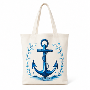 Bolsa de Lona de Algodón con Ancla Náutica Personalizada |   Bolsa de Playa Reutilizable con Estampado de Jirafa de Dibujos Animados, para Llevar al Hombro - Product Image 2