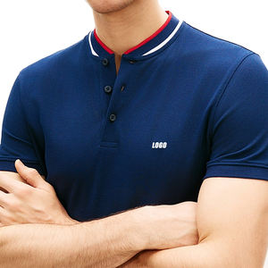 Polo de cuello béisbol con etiqueta privada, corte ajustado, para hombre, estilo moderno y urbano, tejido piqué transpirable, informal. - Product Image 4