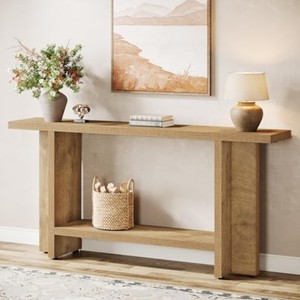 Mesa Consola Moderna de Madera Maciza con Base de Trípode, Mueble Rústico de Almacenamiento para Entrada, Decoración para Sala de Estar - Product Image 3