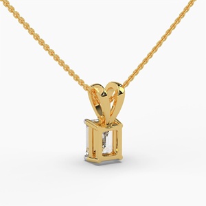 Emerald Cut Lab Grown Diamond Pendant <b>Necklace</b> in 14K Yellow Gold IGI Certified Luxury Jewelry for Party and Gift - Product Image 3