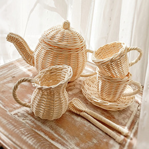 Charming rattan <b>teapot</b> <b>set</b> bulk deal educational toys for kids wholesale handcrafted tea cup toy - Product Image 6